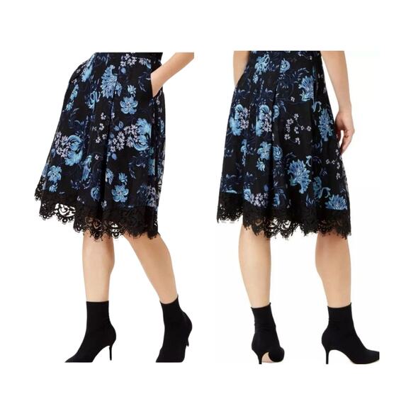 Sachin & Babi Embroidered Dark Floral Lace A-Line Skirt 10 whimsigoth romantic - Picture 1 of 9